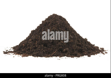 Pile heap soil humus isolated over a white background. Stock Photo