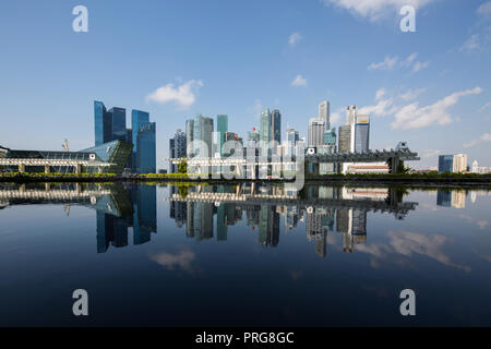 Water reflection view of Singapore Central Business District. Stock Photo