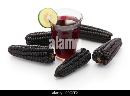 chicha morada, peruvian purple corn drink isolated on white background Stock Photo