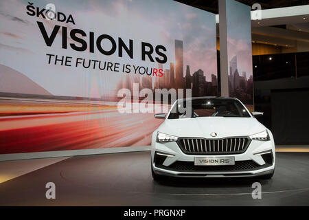 Paris, France. 2nd October, 2018. Mondial Paris Motor Show 2018 has opened its gates to the press on October 2nd. Main car manufacturers have given press junkets to unveil last new products. Credit: Paul-Marie Guyon/Alamy Live News Stock Photo