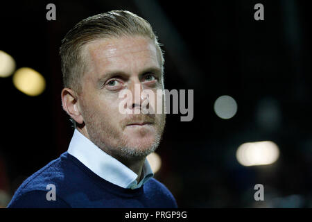 London,  UK. 2nd October, 2018. Birmingham City manager, Gary Monk seen during the EFL Sky Bet Championship match between Brentford and Birmingham City at Griffin Park, London, England on 2 October 2018. Photo by Carlton Myrie.  Editorial use only, license required for commercial use. No use in betting, games or a single club/league/player publications. Credit: UK Sports Pics Ltd/Alamy Live News Stock Photo