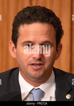 Washington, United States Of America. 02nd Oct, 2018. United States Senator Brian Schatz (Democrat of Hawaii) questions the witnesses during the US Senate Committee on Banking, Housing and Urban Affairs hearing titled 'Implementation of the Economic Growth, Regulatory Relief, and Consumer Protection Act' on Capitol Hill in Washington, DC on Tuesday, October 2, 2018. Credit: Ron Sachs/CNP | usage worldwide Credit: dpa/Alamy Live News Stock Photo