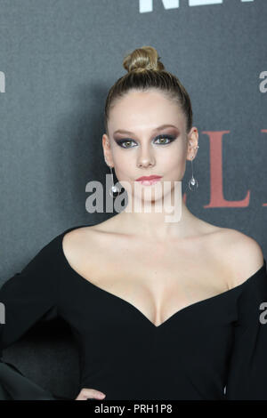 Madrid, Spain. 2nd Oct 2018. Actress ESTER EXPOSITO attends 'Elite' premiere at Reina Sofia Museum. Premiere of the ƒlite series, which premieres Netflix -it is its second Spanish original series- this Friday, October 5, was directed by Ram—n Salazar and Dani de la Orden on Oct 2, 2018 in Madrid, Spain Credit: Jesús Hellin/Alamy Live News Stock Photo