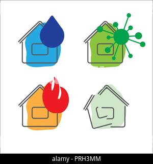 House insurance service icons. Vector illustration. Set Stock Vector