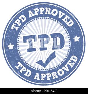 TDP (Tobacco Products Directive) approved sign or stamp on white background, vector illustration Stock Vector