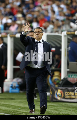 Chicago, United States - June 07, 2018: Gerardo Martino (DT Argentina) givin directions in the match against Chile in Chicago, Usa Stock Photo