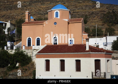Kea Island Greece Port Korissia Church Stock Photo