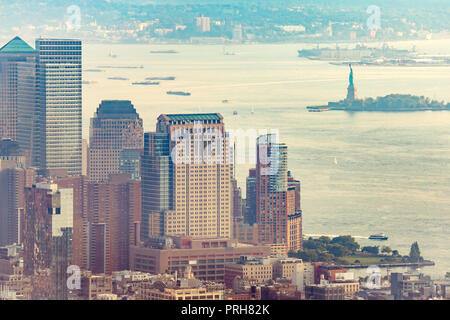 New York City Manhattan skyline aerial view Stock Photo