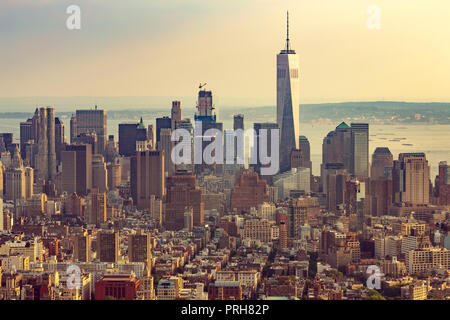 New York City Manhattan skyline aerial view Stock Photo