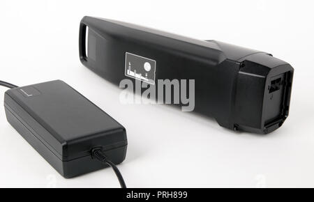 Battery and Power Pack for Electric Bicyle isolated on white Background Stock Photo