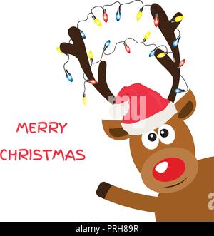vector illustration of a funny Christmas deer. Stock Vector