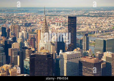 New York City skyscrapers street aerial view Stock Photo