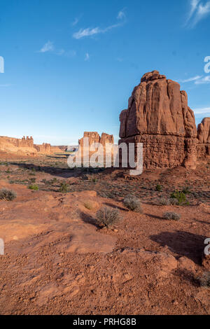 View of the Courthouse Towers from La Sal Mountains Viewpoint Stock Photo