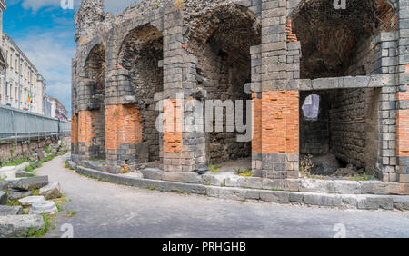 The odeon at the roman theater in Catania, Sicily, southern Italy. Stock Photo
