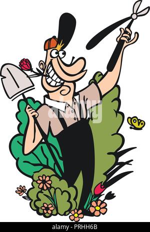 gardening cartoon characters. Vector Illustration. Stock Vector