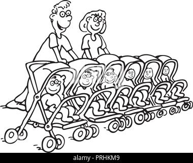 parenting family concept. parent with baby. outlined cartoon handrawn sketch illustration vector. Stock Vector