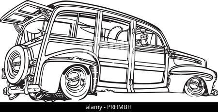 classic retro hot-rod cars, isolated on background. cartoon Vector Illustration design Stock Vector