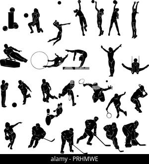 Set of Sports people Silhouettes collection. Vector Illustration. Stock Vector