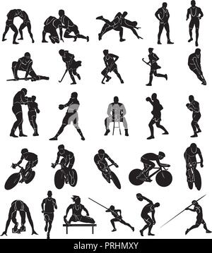 Set of Sports people Silhouettes collection. Vector Illustration. Stock Vector