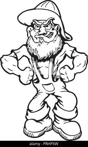 Muscular old man. cartoon character . Vector Illustration. Stock Vector