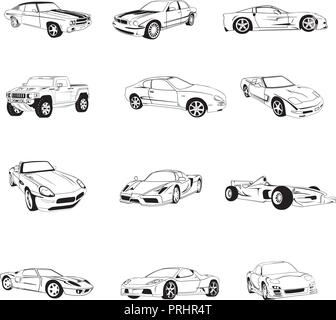 sport old fast cars clipart cartoon collection. Vector Illustration ...