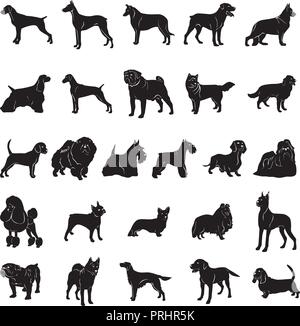 dog silhouette. Vector Illustration.. Collection set Stock Vector