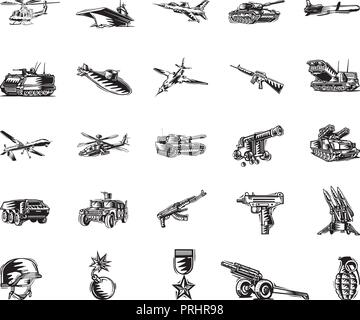 military tool clipart cartoon set. Vector Illustration.. Collection set Stock Vector