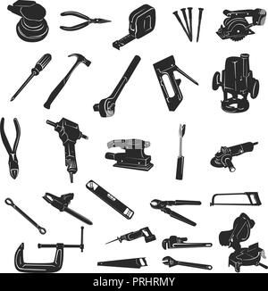 Construction Tool Silhouette Vector collection set. Vector Illustration.. Collection set Stock Vector