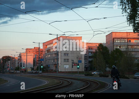 LIEPAJA, LATVIA - MAY 5: Liepaja is a city in western Latvia, located on the Baltic Sea. View to the city in evening time on 5 May 2017. Stock Photo