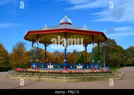 Naturally lit, colourful images of the traditional Victorian style Bandstand and its' surroundings in Autumn at Ropner Park, Stockton-on-Tees, UK. Stock Photo
