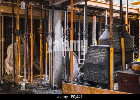 Low angle view of a building under construction. Stock Photo