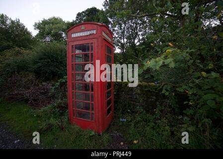Red Telephone Box in the British Countryside Stock Photo
