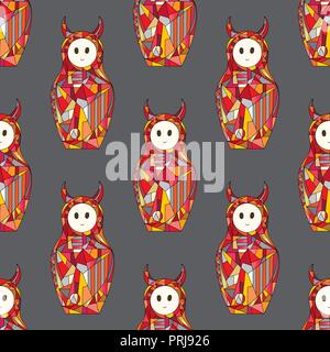 Abstract devil girls vector seamless pattern. Satanic characters texture for surface design, textile, wrapping paper, wallpaper, phone case print, fab Stock Vector