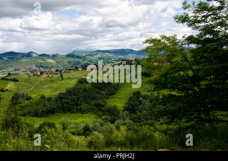 Cloudy day - View from the hill in summer - Appennini Modenesi - Region of Emilia-Romagna - Northern Italy - Europe - Travel - Eco Tourism Stock Photo