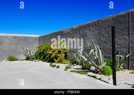 Robben Island Prison Yard, Cape Town, Western Cape, South Africa Stock Photo