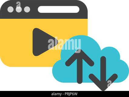 cloud computing website download upload data security Stock Vector