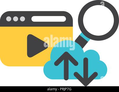 cloud storage magnifying glass big data security Stock Vector
