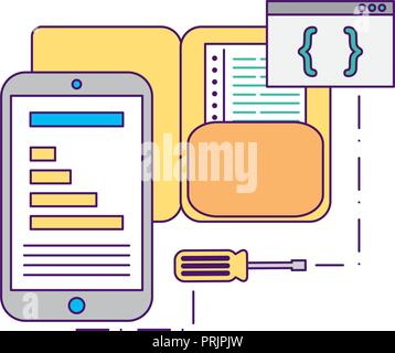 smartphone folder file coding tool Stock Vector