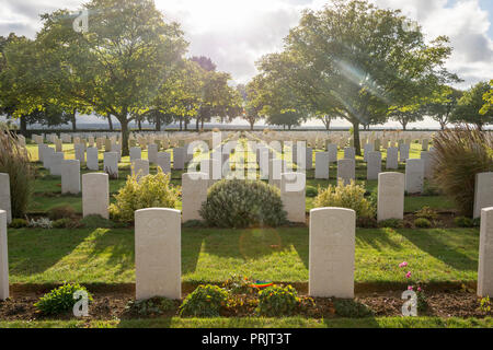Headstones at the Bretteville-surLaize Canadian war Cemetery in France Stock Photo