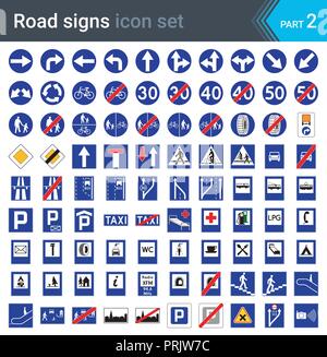 Road signs isolated on white background. Mandatory and information signs. High quality traffic road signs. Stock Vector