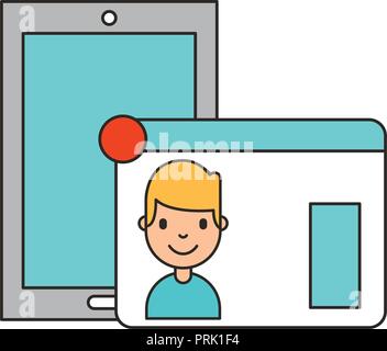 smartphone device with id young man Stock Vector