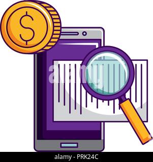 smartphone money magnifying glass bill Stock Vector