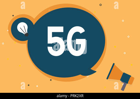 Handwriting text 5G. Concept meaning Next generation of mobile networks after the 4G LTE Fast speed connection. Stock Photo