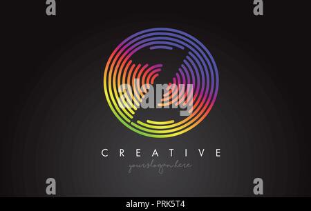 Y Letter Logo Design with Colorful Rainbow Circular Shapes. Vigrant Circle Letter Logo Vector Illustration. Stock Vector