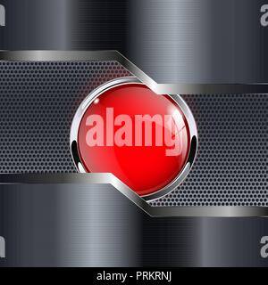 Metal brushed button on red perforated background Stock Vector Image ...