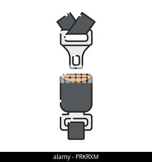 Car seatbelt. Flat abstract icon. Vector illustration. Stock Vector