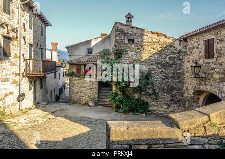 Houses in Hum, the smallest town in the world, located in Croatia Stock ...