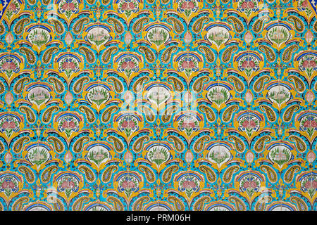 Wonderful Persian motifs in art and tiles in the Golestan dynasty complex in Tehran Stock Photo
