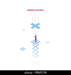 Under control - modern isometric vector web banner Stock Vector