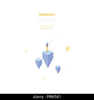 Research concept - modern isometric vector web banner Stock Vector